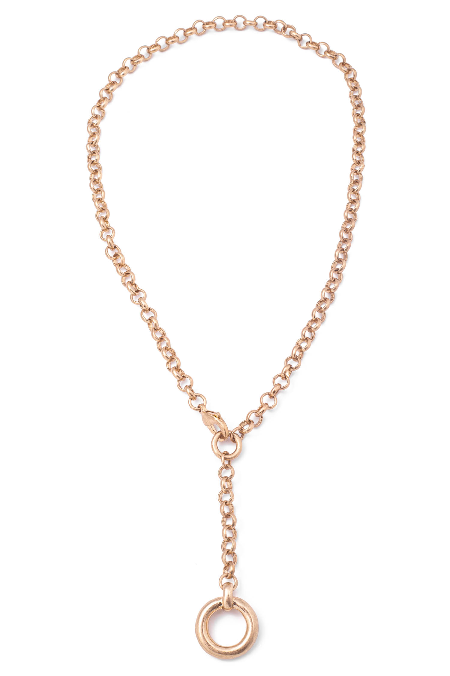 G Hoop Charm Lariat Chain Necklace 