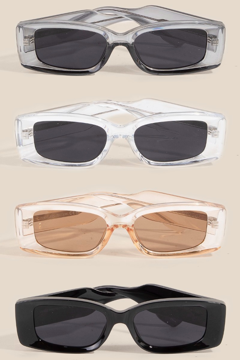 ASSORTED Simple Wide Rectangle Frame Sunglasses Set