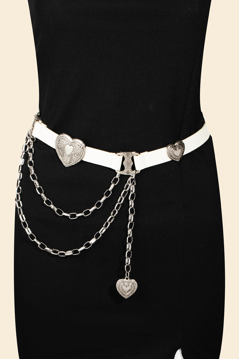 ASLWH Heart Concho Chain Faux Leather Belt -