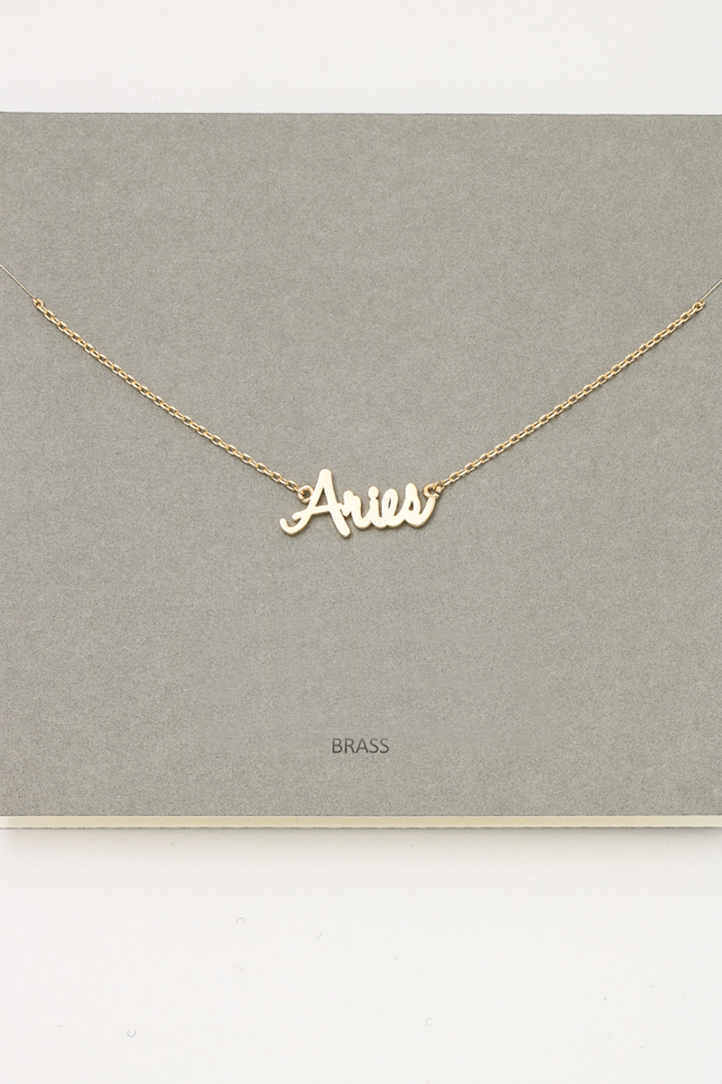 ARIES Zodiac Dainty Text Signs Pendant 