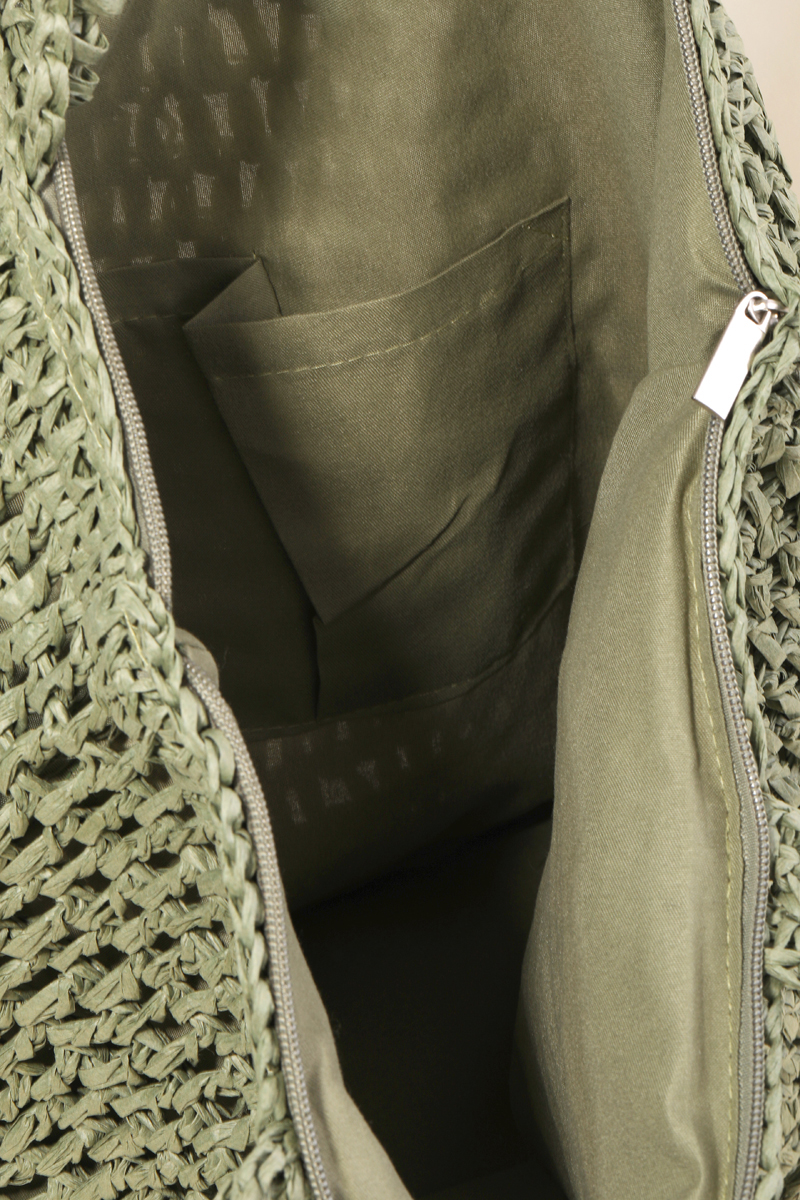 Straw Braided Bag with Inner Pouch main image 1