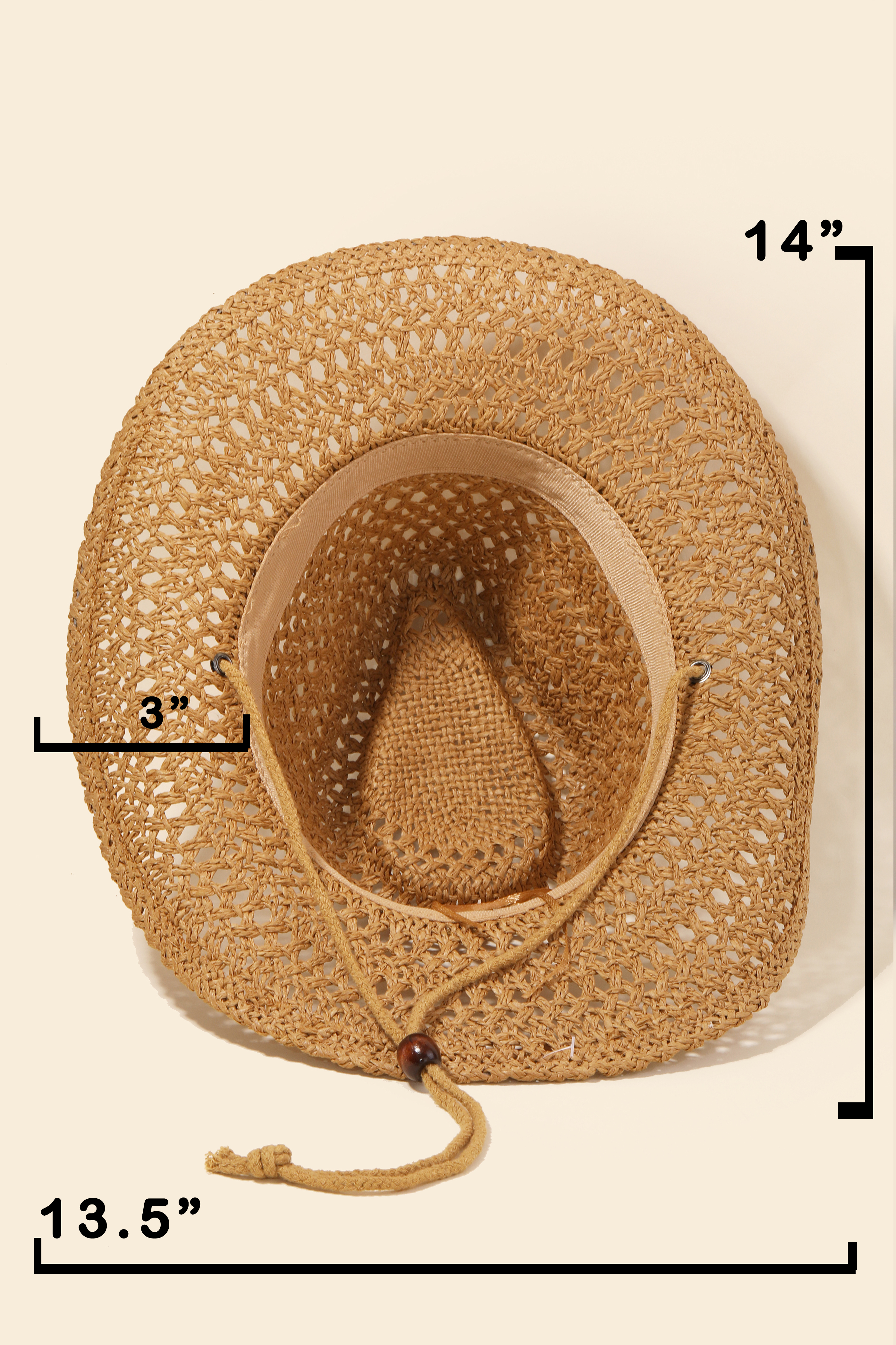 Straw Hat Drawstring TA Draw String Straw Knit Cowboy Hat - Coming Soon