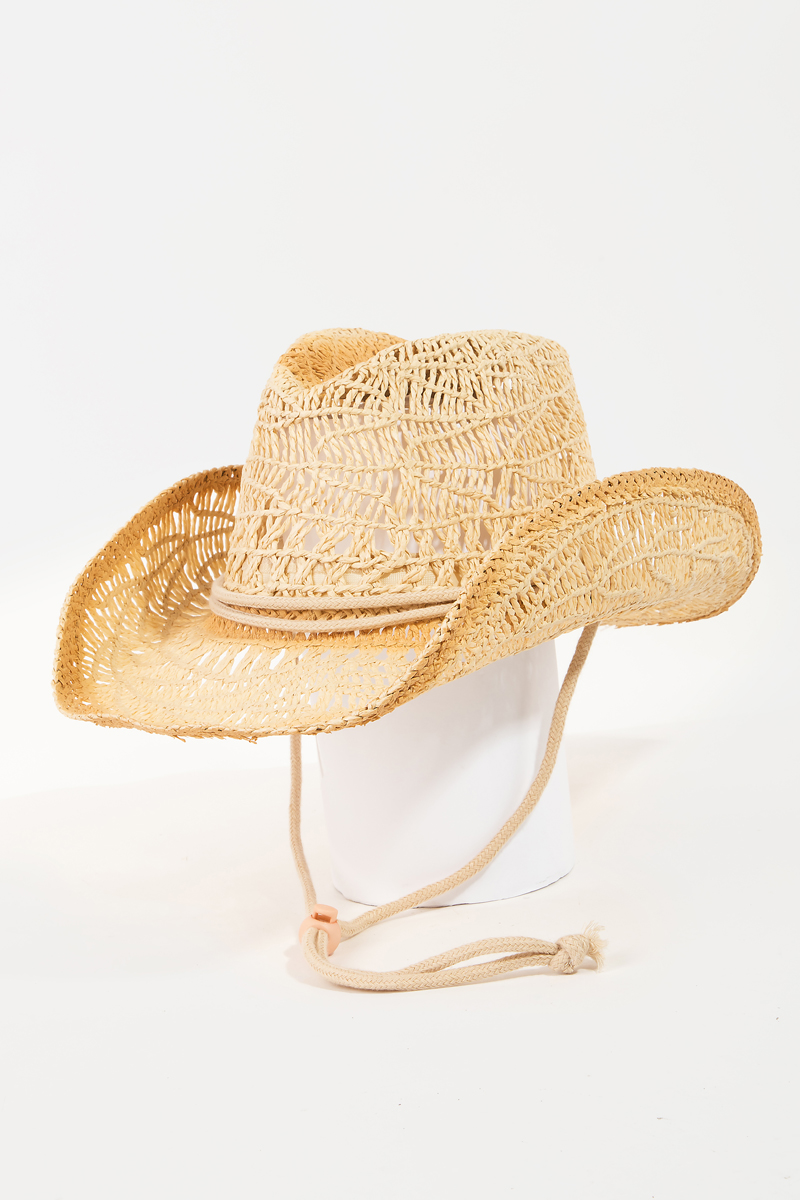 KA Western Straw Braided Rope Ribbon Cowboy Hat - Cowboy Hats