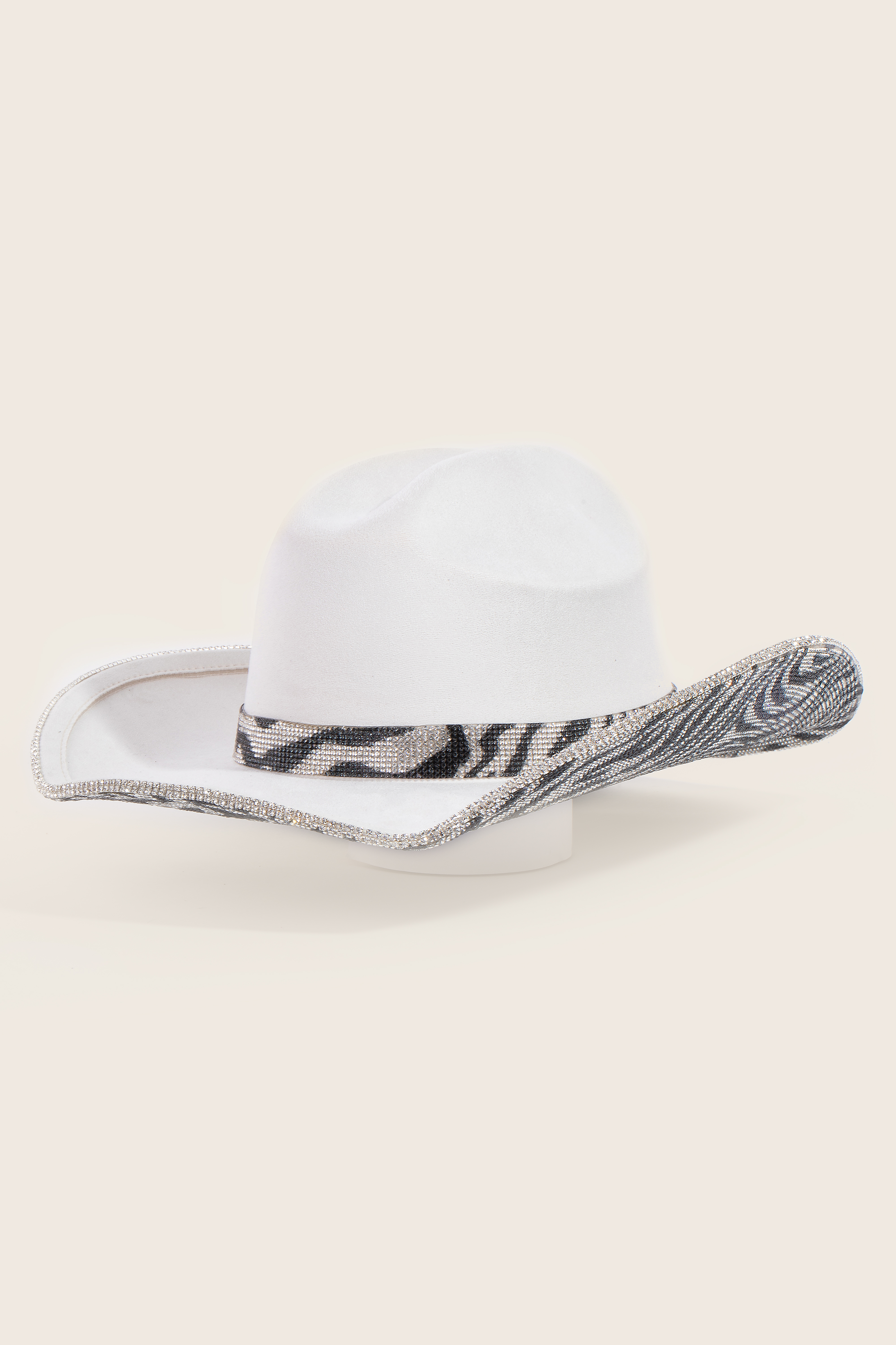 IV Pave Zebra Print Rhinestone Western Cowboy Hat - Cowboy Hats display picture 3