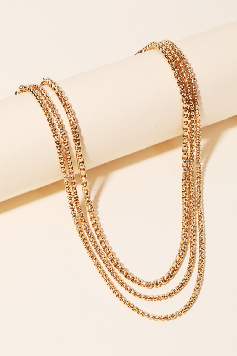 G Layered Box Chain Link Necklace Set - Necklaces