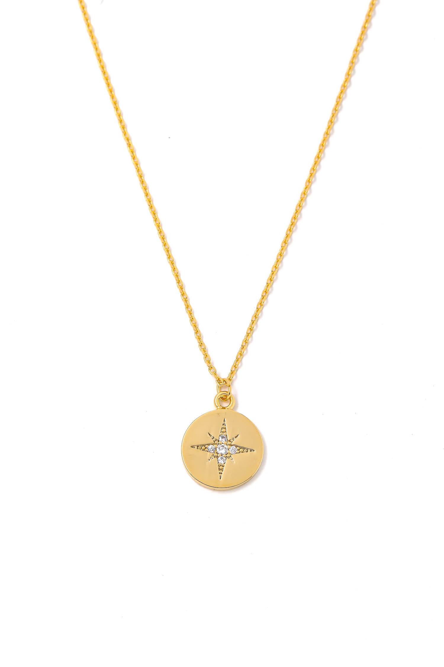 Dainty North Star Coin Necklace - Necklaces
