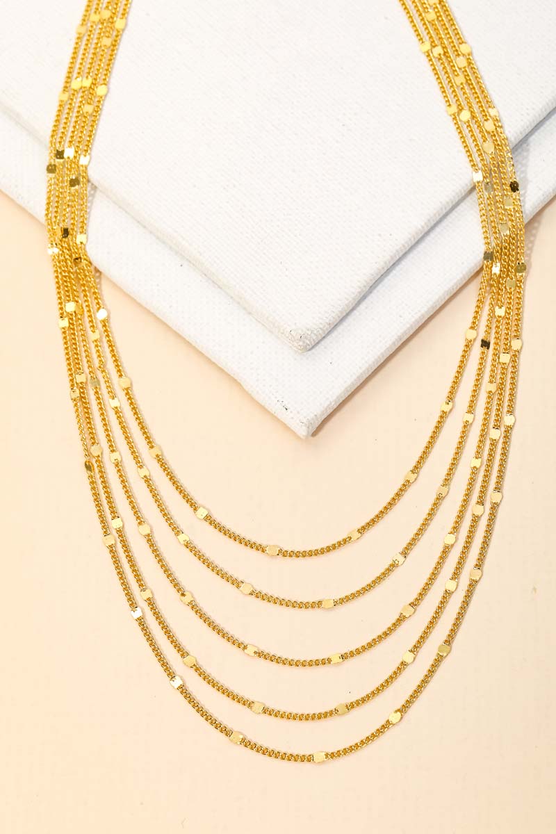 G Five Layer Chain Link Necklace - Layered