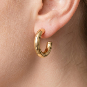 Gold Dipped Chunky Tube Hoop Earrings