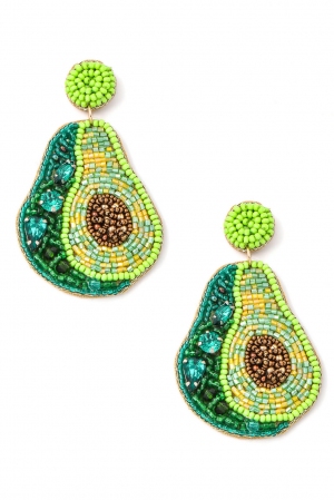Beaded Avocado Drop Earrings