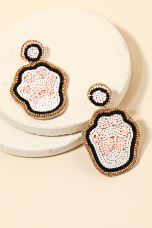 Beaded Cat Paw Drop Earrings