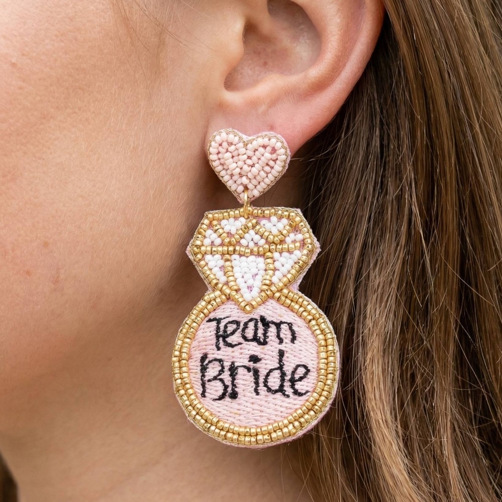 Team Bride Beaded Diamond Ring Earrings