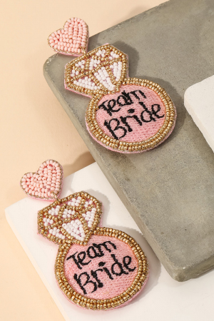Team Bride Beaded Diamond Ring Earrings