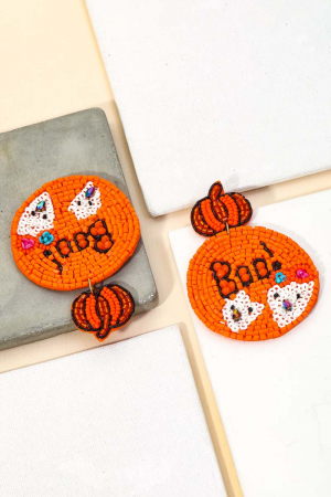 Seed Beaded Boo Disc Earrings