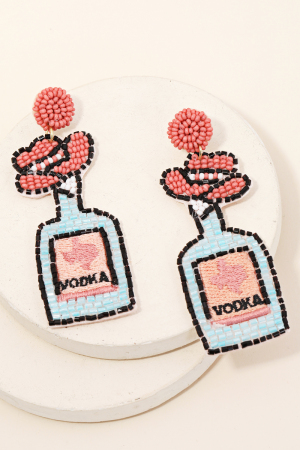 Beaded Vodka Bottle Earrings
