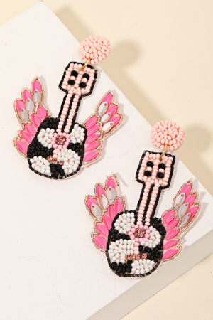 Beaded Guitar Wings Earrings