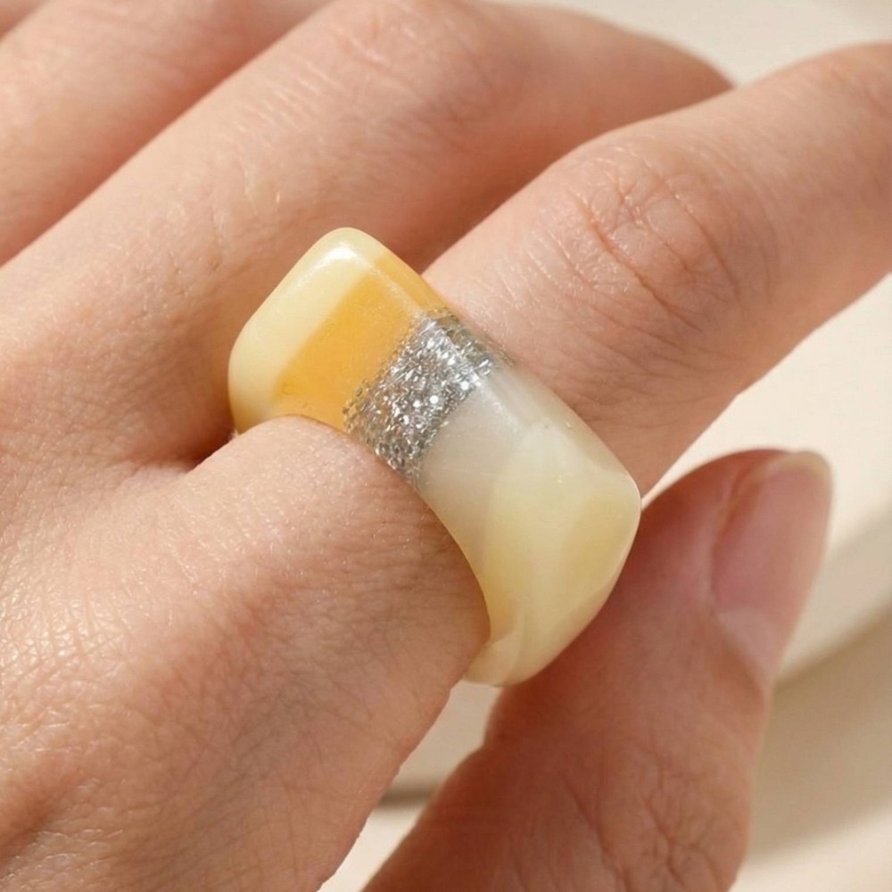 Striped Thick Acetate Fashion Ring