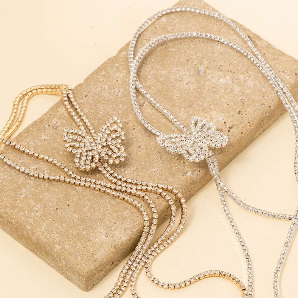 Pave Butterfly Adjustable Slider Pendant Necklace