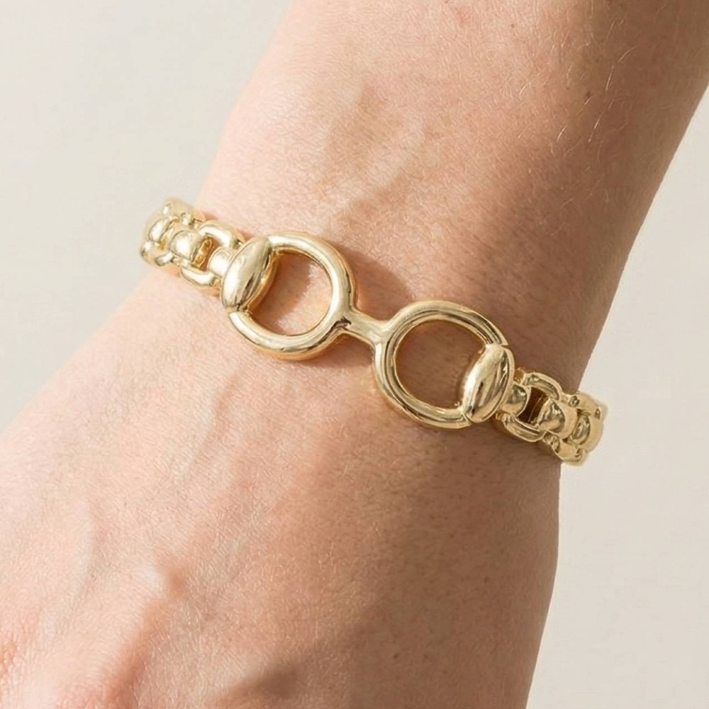 Gold Horsebit Stretch Chain Bracelet