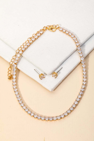 Rhinestone Link Necklace Set