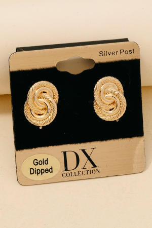 Gold Dipped Intricate Interlinked Hoops Stud Earrings