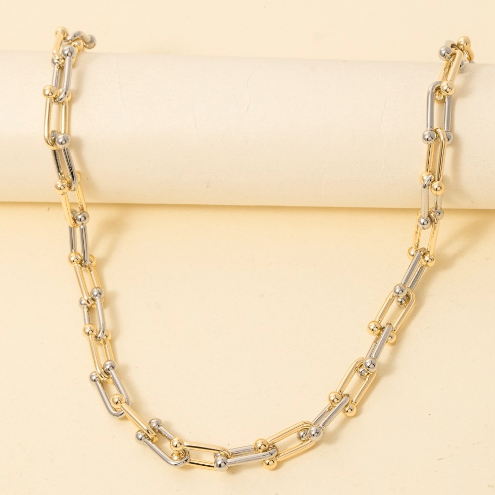 Two Tone U Chain Link Necklace
