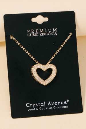 Cubic Zirconia Pave Heart Pendant Necklace