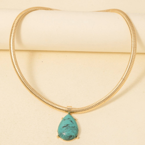 Teardrop Pendant Metallic Flexible Snake Chain Necklace