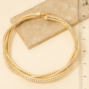 Layered Snake And Tennis Chain Choker Necklace