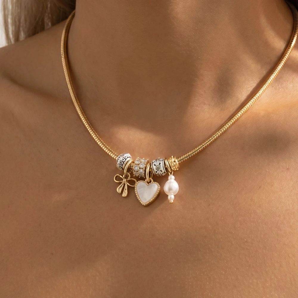 Assorted Mini Charms Coiled Choker Necklace