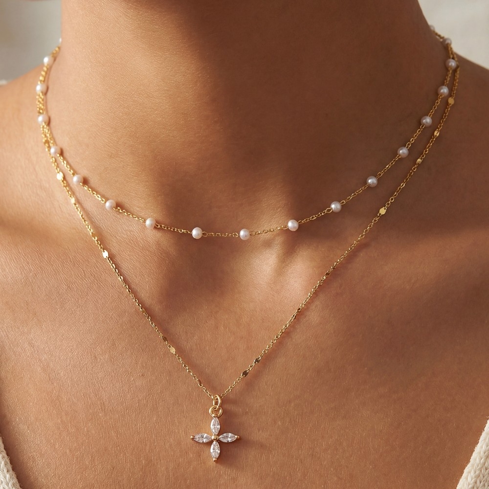 Layered Dainty Station Chain Necklace