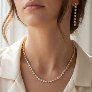 Cz Crystal Tennis Necklace Set