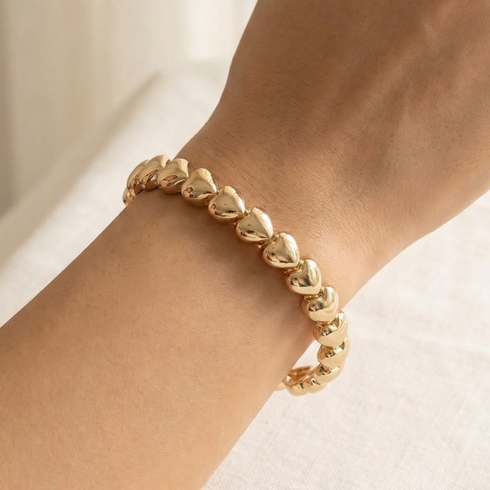 Metallic Hearts Elastic Bracelet
