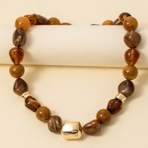 Rounded Chunky Marble Acrylic Beaded Necklace