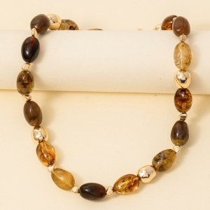 Marble Acrylic And Metallic Beaded Necklace