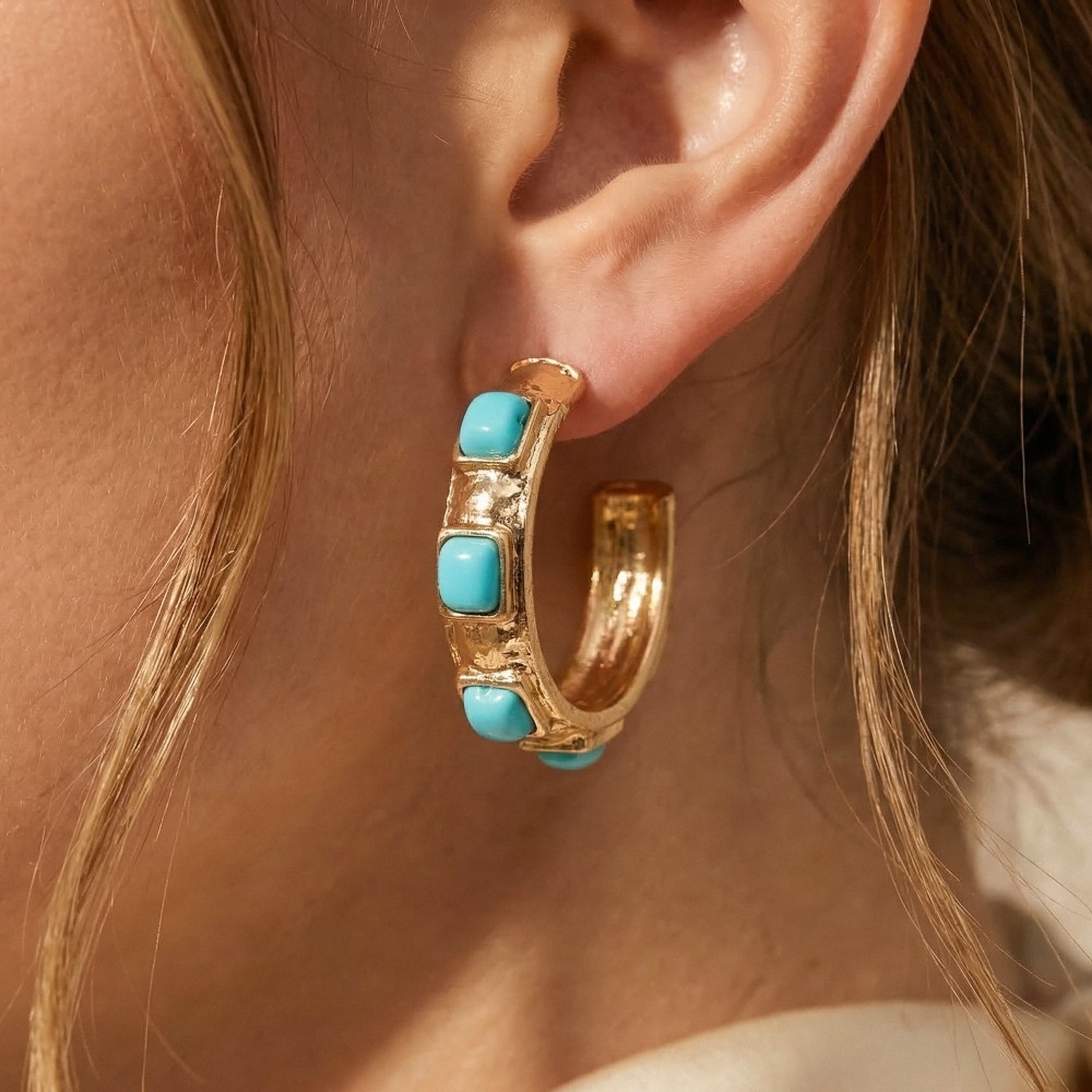 Square Acrylic Set Station Hoop Earrings