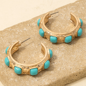 Square Acrylic Set Station Hoop Earrings