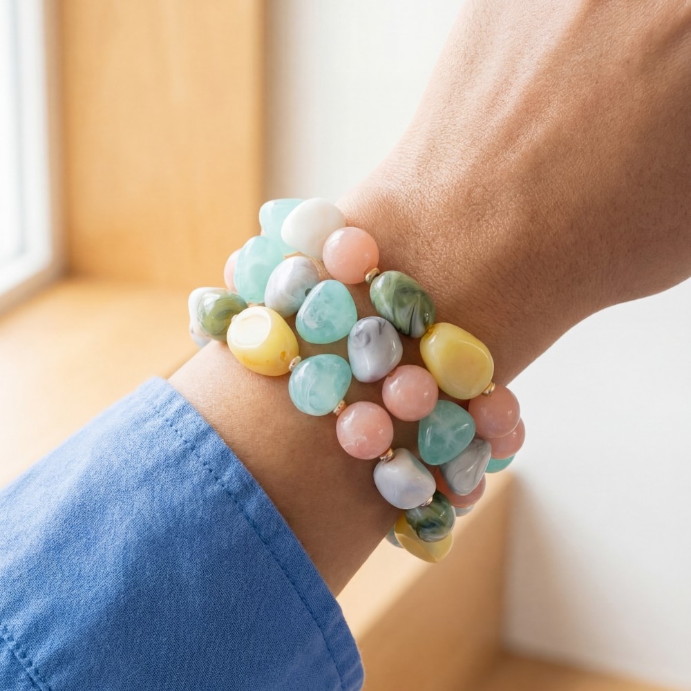 Irregular Marble Resin Beaded Bracelet