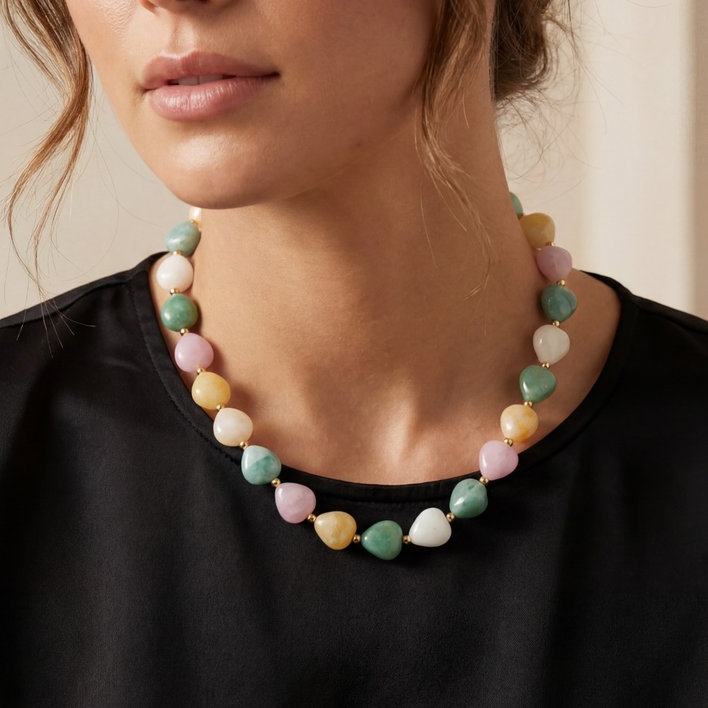 Chunky Marble Resin Beads Necklace