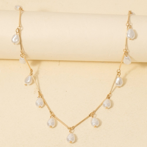 Dainty Bar And Acrlyic Station Charms Necklace
