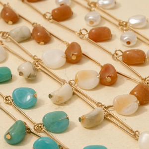 Dainty Bar And Acrlyic Station Charms Necklace