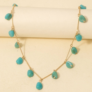 Dainty Bar And Acrlyic Station Charms Necklace