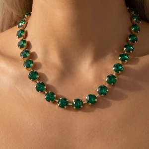 Round Crystal Tennis Necklace