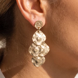 Hammered Organic Disc Cascade Drop Earrings