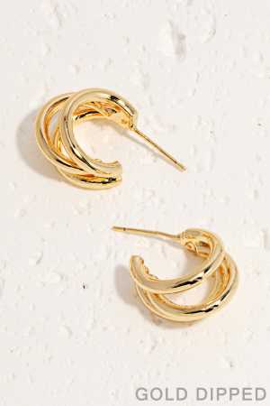 Gold Dipped Layered Tube Hoop Earrings