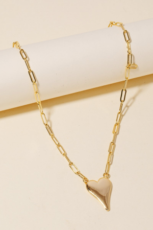 Gold Dipped Long Heart Oval Hoop Chain Necklace