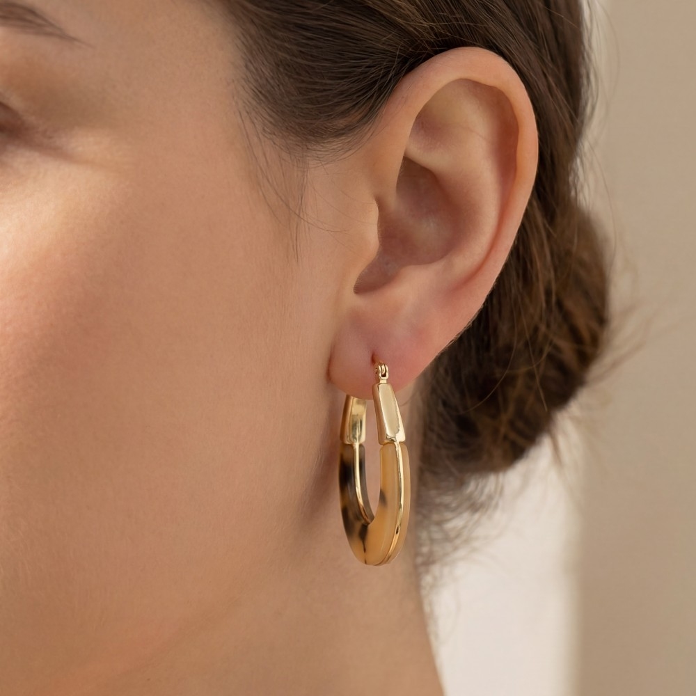 Acetate And Metallic U Shape Hoop Earrings