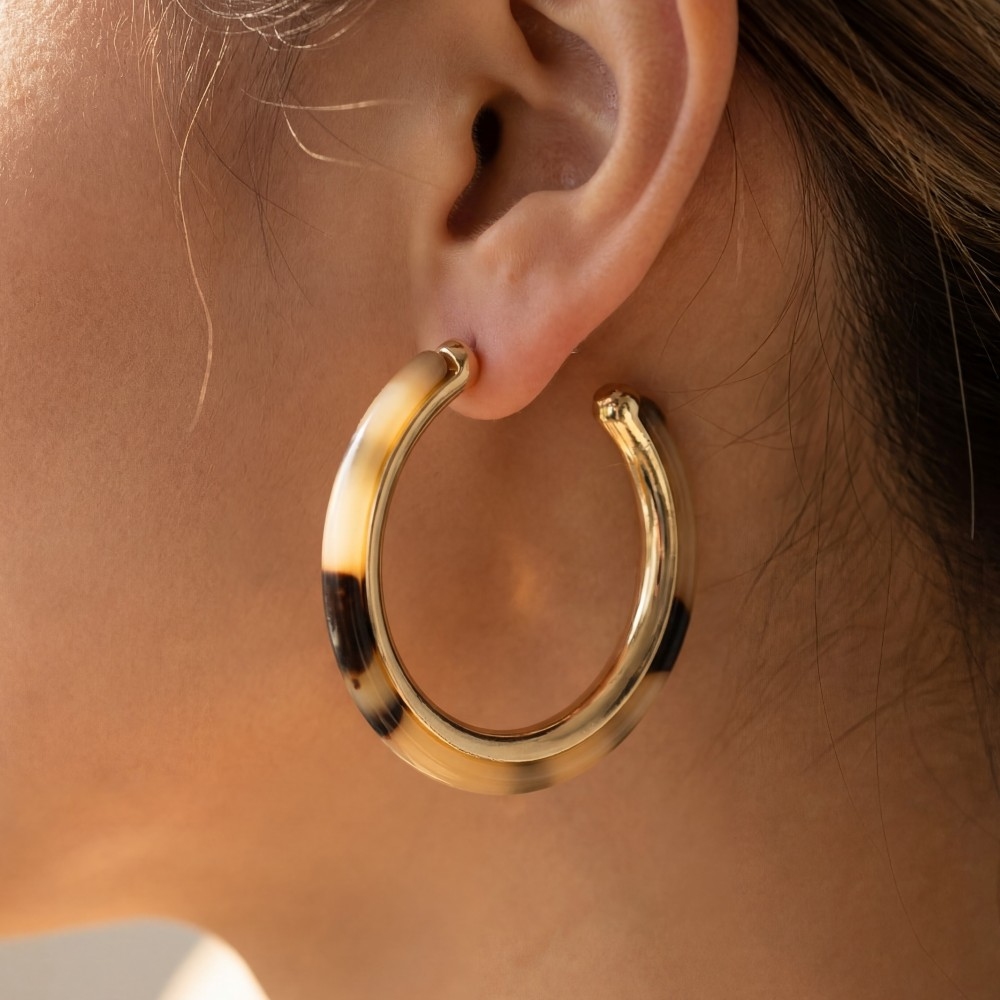Acetate And Metallic Hoop Earrings