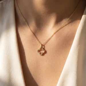 Cz Open Clover Pendant Necklace