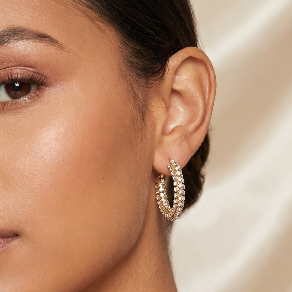 Studded Tube Hoop Latch Earrings