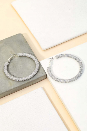 Rhinestone Tube Latch Hoop Earrings